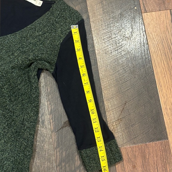 Pilcro and the Letterpress byAnthropology Green/Navy  Cable Knit V-Neck Sweater - Picture 12 of 15